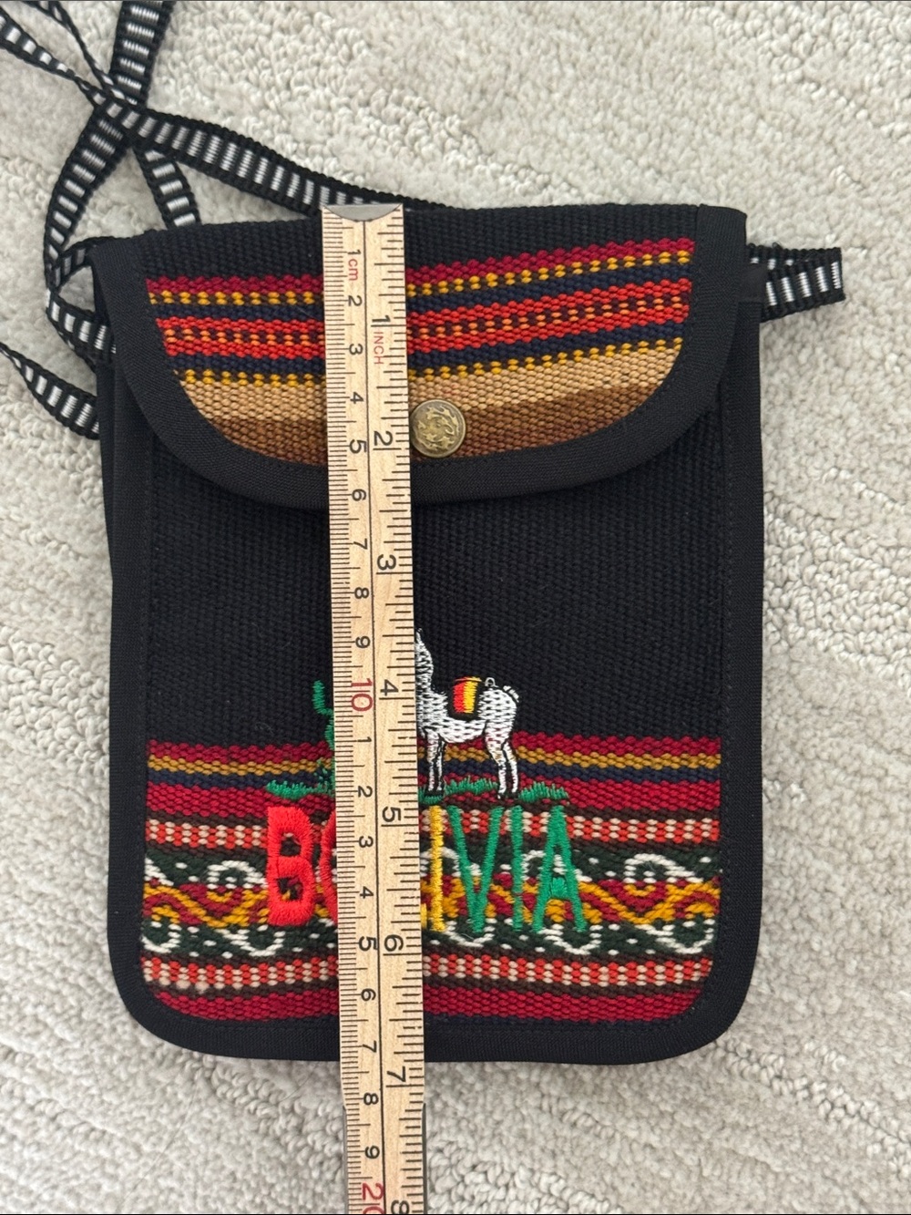 Vintage Bolivia Woven Crossbody Purse Southwestern Llama Embroidered Festival - Picture 7 of 9